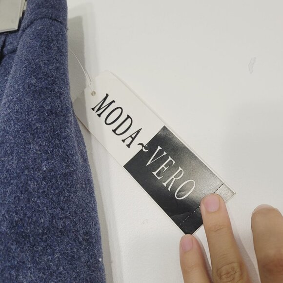 Vintage Moda Vero | Dark Blue Wool Blend A-Line Mini Skirt Faux Wrap Lined 13/14 - Picture 4 of 12